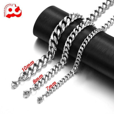 Dây chuyền nam thời trang rẻ đẹp titan lặc xéo cao cấp trangsucpt kích cỡ 8mm màu trắng PTDCNA158