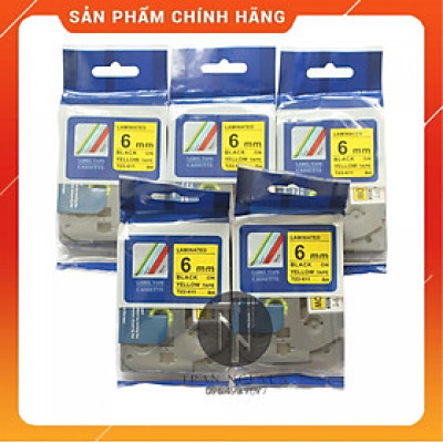 [Combo 5 Hộp] Nhãn In đa lớp Tz2-611 - Đen nền vàng 6mm x 8m - Hàng nhập khẩu