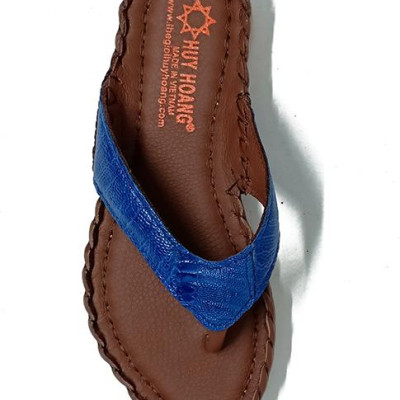 Dép nữ Huy Hoàng da đà điểu màu xanh dương HT7410