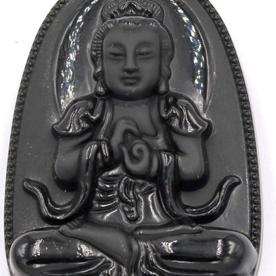 Mặt dây chuyền bồ tát Như lai Đại nhật đen 6 cm