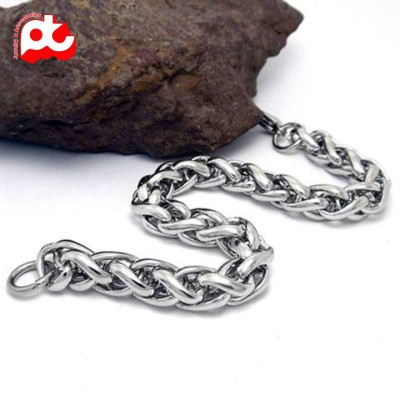 Lắc tay titan thép không gỉ nam cao cấp đẹp sang trọng kiểu bông dừa trangsucpt màu trắng PTLTNA68