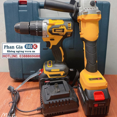 Bộ Combo 2 Trong 1 Gồm Máy Khoan Pin Và Máy Mài Pin 199V - Động Cơ Không Chổi Than Pin 15 Cell - Bảo Hành Chính Hãng