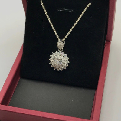 Dây Chuyền Vòng Cổ Bạc  925 Hoa Tuyết Nhiều Cánh Đính Đá Nhân Tạo Cao Cấp Tinh Tế BẠC HIỂU MINH DMD476