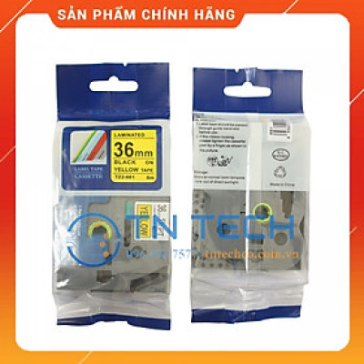 Nhãn In Tz2-661 - Đen nền vàng 36mm x 8m - Dùng cho máy in BROTHER - AIMO - PUTY [Hàng Nhập Khẩu]