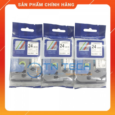 Nhãn In HZE-M951 - Đen nền bạc 24mm x 8m - Dùng cho máy in BROTHER - AIMO - PUTY [Hàng nhập khẩu]