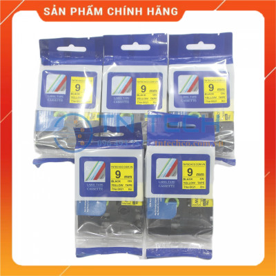 Nhãn In TNE-S621 - Đen nền vàng 9mm x 8m - Dùng cho máy in BROTHER - AIMO - PUTY [Hàng nhập khẩu]