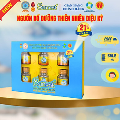  NEW [ Hộp 6 lọ quà tặng ] Nước yến Sào Khánh Hòa Sanest Người Cao Tuổi - Có đường