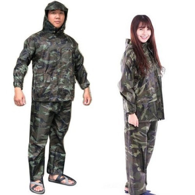  Quần áo đi mưa cho nam và nữ   size 2XL  ( dưới 65kg  ) , màu sắc rằn ri  sang trọng ,  vải dù chống thấm nước , sản phẩm  có túi đựng  nhỏ gọn dùng đi mưa  vô cùng tiện lợi