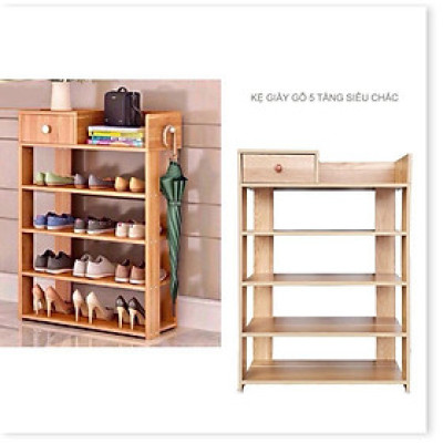 Kệ Gỗ Để Giày Dép 5 Tầng Có Ngăn Kéo Tiện Lợi