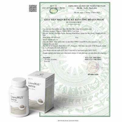 Thực phẩm BVSK OPFE LionsMUS extra capsules (120 viên), Hungary (Nấm Bờm Sư Tử)