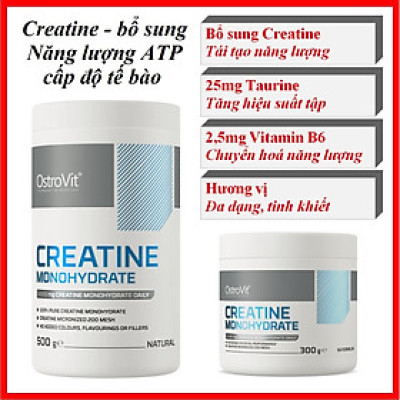 Ostrovit Creatine 300g/500g – Bổ sung Acid Amin Creatine, Taurine, B6, gia tăng sức mạnh, tái tạo năng lượng tập luyện