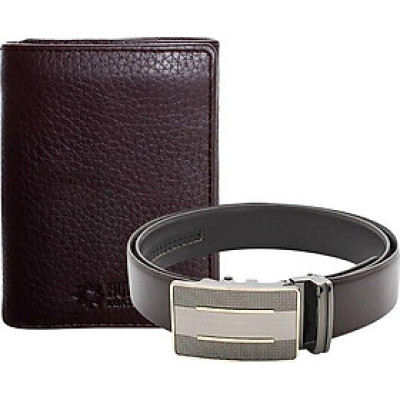 Bộ Thắt Lưng Và Ví Nam Da Bò Huy Hoàng HT4127-HT3138 - Nâu