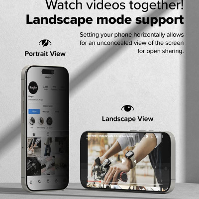 [Combo 2] Dán cường lực chống nhìn trộm cho iPhone 16 Pro Max/16 Pro/16 Plus/15 Plus/16/15 RINGKE Easy Slide Privacy Tempered Glass - Hàng Chính Hãng