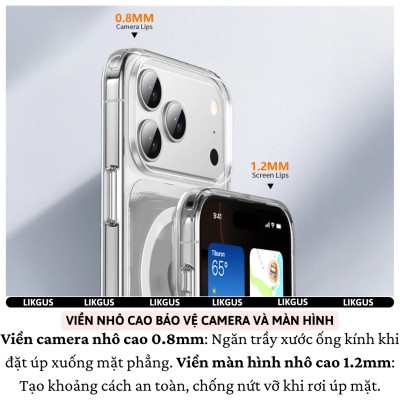 ốp lưng chống sốc sạc từ tính nam châm trong suốt cho iPhone 17 Pro Max / 17 Air / iP 17 Pro / 17 hiệu Likgus Lin Magnetic N52 - Chống sốc 2m, túi khí ẩn 4 góc, chống va đập, độ trong full HD - Hàng nhập khẩu