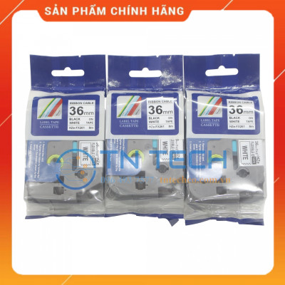 Nhãn In HZE-FX261 - Đen nền trắng 36mm x 8m - Dùng cho máy in BROTHER - AIMO - PUTY [Hàng nhập khẩu]