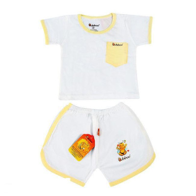 Bộ áo cổ tròn tay ngắn phối túi cute cho bé BABIBOO - BBC25