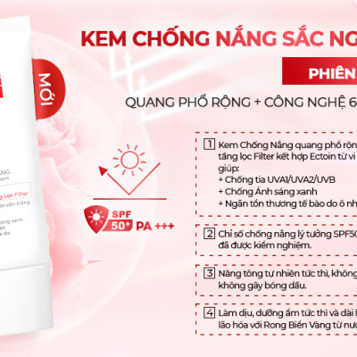 Combo dưỡng da giảm nám: Nước tẩy trang 145ml + Sữa rửa mặt 100g + Nước hoa hồng 145ml + Kem chống nắng 50g + Kem dưỡng da ban đêm 10g + Vi tảo lục 60 viên (Sắc Ngọc Khang)