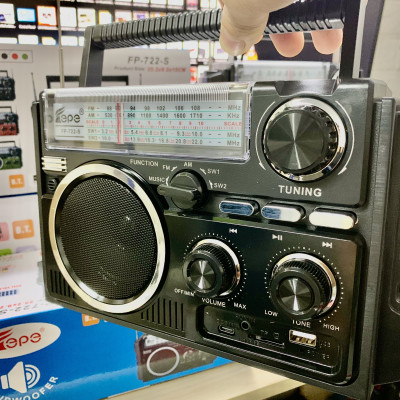 Đài FM Radio Nghe Nhạc FEPE FP-722-S Bluetooth-Sạc Năng Lượng Mặt Trời,Thiết Kế Cổ Điển Sang Trọng ,2 Ăn-Ten Bắt Sóng Mạnh Hỗ Trợ USB và Thẻ Nhớ- Hàng Chính Hãng
