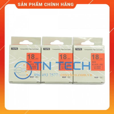 Nhãn in TEPRA - EPSON LC-5RBP (SC18RW) – Chữ đen nền đỏ 18MM X 8M  - Dùng cho máy in nhãn TEPRA - EPSON [Hàng nhập khẩu]