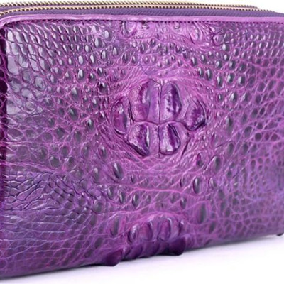 Ví nữ da cá sấu Huy Hoàng nhiều ngăn màu tím HT3274
