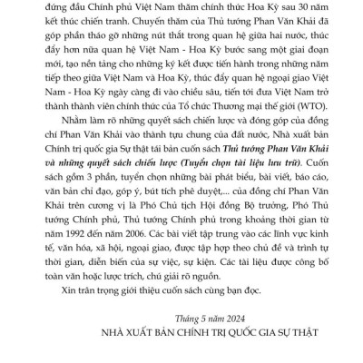 Thủ tướng Phan Văn Khải và những quyết sách chiến lược (Tuyển chọn tài liệu lưu trữ) xuất bản lần thứ hai - bản in 2024