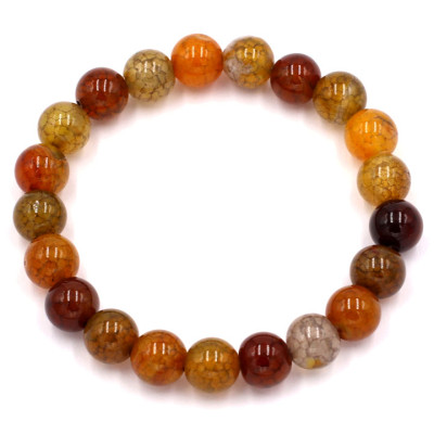 Vòng đeo tay đá vân rồng vàng nâu 8 ly 21 hạt - Vòng size nhỏ phù hợp cho nữ