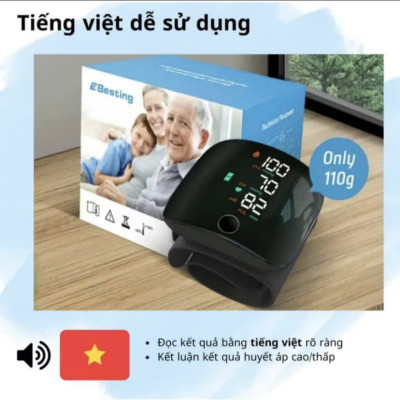 Đo Huyet Ap Cổ Tay Chính Xác Thông Minh, Giọng Nói Tiếng Việt, Bản Sạc Pin ,  Màn Hình LED