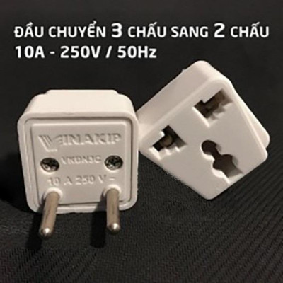 Ổ Cắm Điện - Đầu Chuyển Đổi Phích Điện 3 Chân Sang 2 Chân || 3 Chạc Sang 2 Chấu, Tiện Dụng, An Toàn. TakyHome 8611