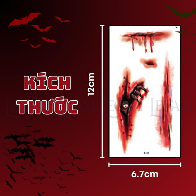Miếng dán hình xăm kinh dị hóa trang Halloween vết sẹo xước máu giả vết khâu chảy máu vết thương Legaxi