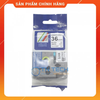 Nhãn In HZE-FX261 - Đen nền trắng 36mm x 8m - Dùng cho máy in BROTHER - AIMO - PUTY [Hàng nhập khẩu]