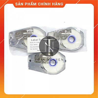 [Combo 3 cuộn] Nhãn in Canon PT-1109w - Đen nền trắng - 9mm x 30m - Hàng nhập khẩu