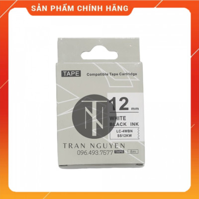 Nhãn in Tepra SS12KW (LC-4WBN) - Chữ đen nền trắng 12mm x 8m - Hàng nhập khẩu