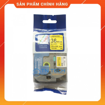 Nhãn In Tz2-661 - Đen nền vàng 36mm x 8m - Dùng cho máy in BROTHER - AIMO - PUTY [Hàng Nhập Khẩu]