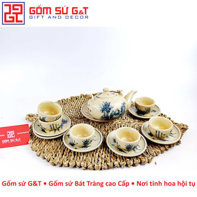 Bộ trà quả hồng trúc lâm thiết hiền men rạn Gốm Sứ G&T