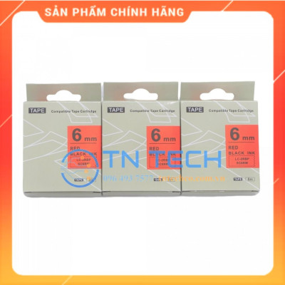 Nhãn in TEPRA - EPSON LC-2RBP (SC6RW) – Chữ đen nền đỏ 6MM X 8M  - Dùng cho máy in nhãn TEPRA - EPSON [Hàng nhập khẩu]