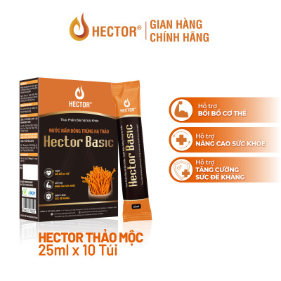 Nước nấm Đông trùng hạ thảo Hector Basic hỗ trợ bồi bổ cơ thể, tăng cường sức đề kháng (10 gói x 25ml)