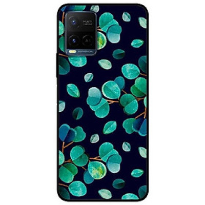 Ốp lưng dành cho Vivo Y21 - Vivo Y21s mẫu Hoạ Tiết Lá Cây Nền Đen