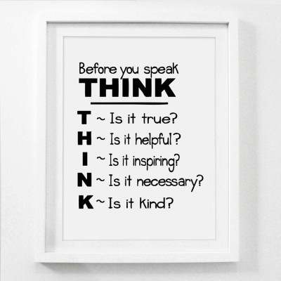 Decal Tiếng Anh Trang Trí Nhà Cửa, Phòng Học, Văn Phòng " Think Before You Speak" - Decal Dán Tường Cao Cấp AmyShop