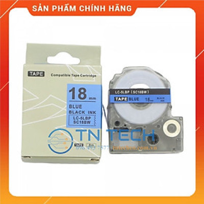 Nhãn in TEPRA - EPSON LC-5LBP (SC18BW) – Chữ đen nền xanh dương 18MM X 8M  - Dùng cho máy in nhãn TEPRA - EPSON [Hàng nhập khẩu]