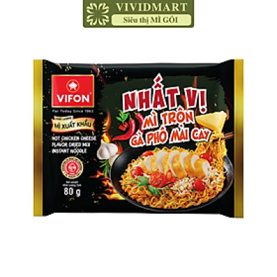 VIFON - Mì trộn Nhất Vị hương vị Gà phô mai cay, Mì Vifon gà phô mai cay, Mì gà phô mai cay Nhất Vị (60g/gói)