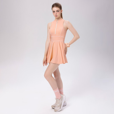 Váy Pickleball liền thân Hibi Sports D102 Kiểu dây kéo dáng xòe, kèm quần shorts và mút ngực phù hợp tennis, cầu lông