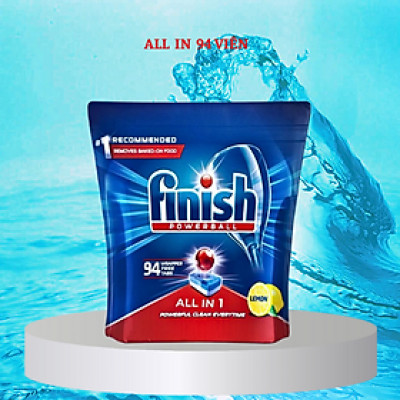 Túi 94 viên rửa chén Finish All In 1 Max Dishwasher Tablets Lemon QT09441 - hương chanh