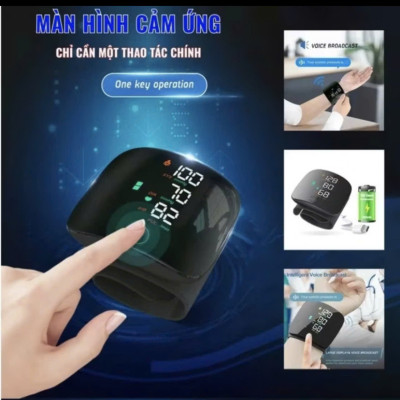 Máy Đo HyếtÁp Cổ Tay, Đo NhịpTim Hiện Đại Với Màn Hình LED, Giọng Nói Tiếng Việt , Sạc Pin Siêu Bền