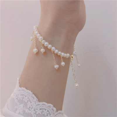 Vòng tay lắc tay chuỗi ngọc tua rua kiêm lắc chân phong cách tiểu thư nhẹ nhàng cho nữ