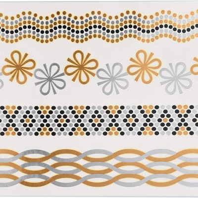 Combo 8 tờ hình xăm dán nhũ ánh kim nghệ thuật 3D họa tiết henna 21*15cm