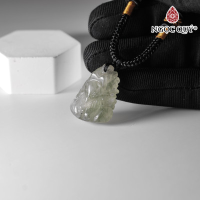 Mặt dây chuyền hồ ly đá thạch anh tóc xanh 19x24mm mệnh thủy, mệnh mộc - Ngọc Quý Gemstones