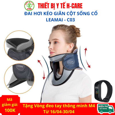 Đai hơi kéo giãn cột sống cổ Leamai C03, hỗ trợ đau cổ vai gáy và thoát vị đệm cổ. Tặng vòng đeo tay thông minh theo dõi sức khỏe (Giao màu ngẫu nhiên)
