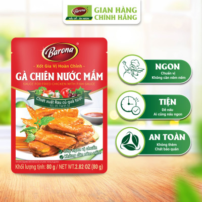 Combo 5 gói Gia Vị Gà Chiên Nước Mắm Barona 80g tươi ngon chuẩn vị không cần nêm nếm
