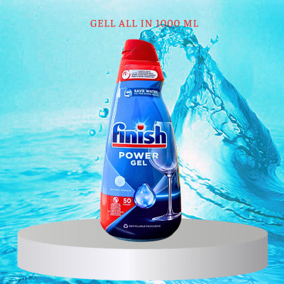 Combo Gel rửa bát Finish All in 1 Shine&Protect 650ml + Muối Finish 1.5kg + Nước làm bóng Finish 400 hương chanh