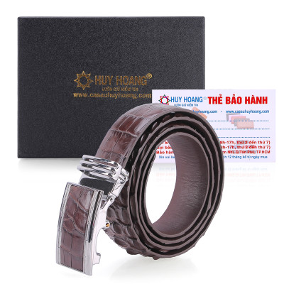 Thắt lưng nam da cá sấu Huy Hoàng gai đuôi 3,5P màu đen, nâu đỏ, vàng bò, nâu đất HC4210-11-12-45